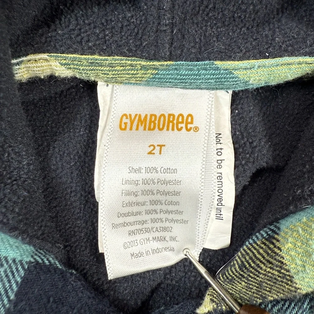 GYMBOREE Toddler Boys Hooded Plaid Flannel Jacket 2T‎ Cozy Outdoor Classic
